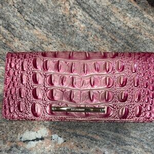 Brahmin Magenta Croc-Embossed Leather Wallet